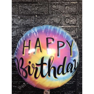 Фольгована кулька з малюнком райдуга "Happy Birthday"