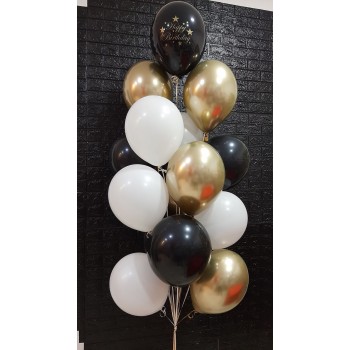 Букет кульок чорний, золото - Happy Birthday Букет кульок чорний, золото - Happy Birthday
