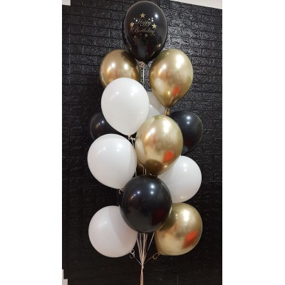 Букет кульок чорний, золото - Happy Birthday Букет кульок чорний, золото - Happy Birthday