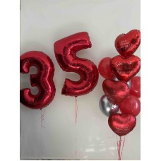 Набір гелієвих повітряних куль з індив. написами коханій на 35 років Набір гелієвих повітряних куль з індив. написами коханій на 35 років