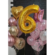 Набір гелієвих кульок на 6 років дівчинці