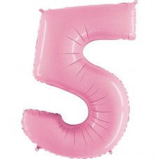 Фольгована цифра 5 пастель рожева (1 метр)