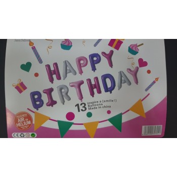Гірлянда повітряна " Happy Birthday " різнокольорова Гірлянда повітряна " Happy Birthday " різнокольорова