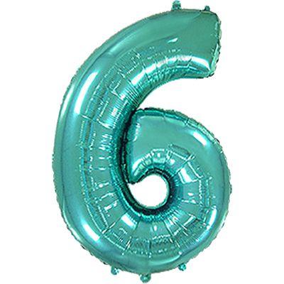 Фольгована цифра 6 бірюза(1 метр)