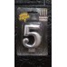 Свічка-цифра 6 срібло велика 8 см Свічка-цифра 6 срібло велика 8 см