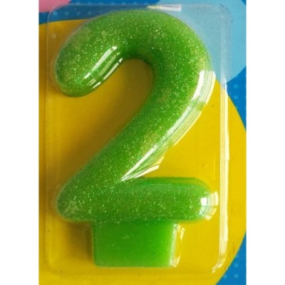 Свічка-цифра 2  блискуча 7,6 см