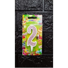 Свічка-цифра 2 зі стразами 7,5см
