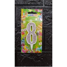 Свічка-цифра 8 зі стразами 7,5см