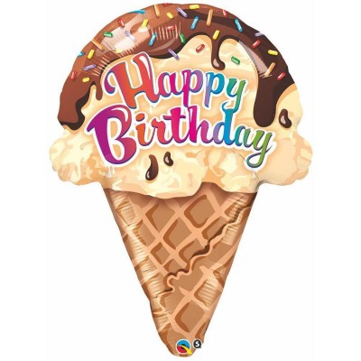 Фольгована кулька- морозиво з малюнком "Happy Birthday" Фольгована кулька- морозиво з малюнком "Happy Birthday"